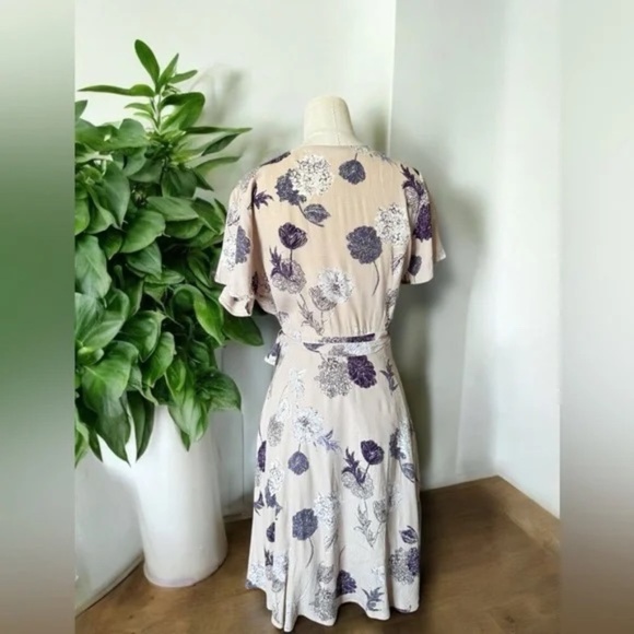 ASTR Purple Floral Wrap  Midi Casual Dress - Size S - Picture 3 of 6